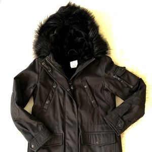 S 13/NYC winter fur lined hooded coat XS